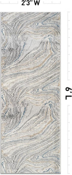 Rugshop Marble Swirl Distressed Gray Area Rug Modern Indoor Rug - Image 2