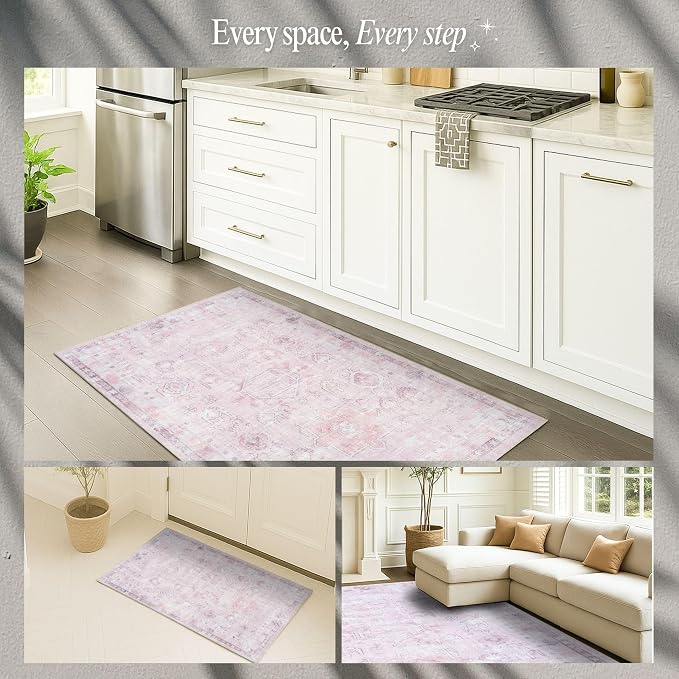 Fame Rugs Turkish Rug. Washable Vintage Oriental Antique Inspired Traditional - Image 5