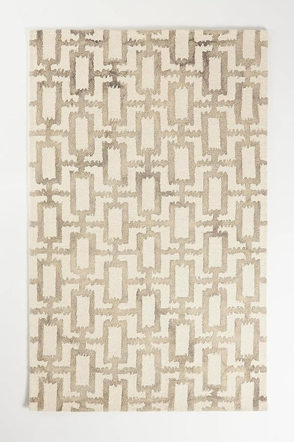 Hand-Tufted Wool Marengo Rug in Taupe – Geometric Patterned Carpet by EnigmaRugsandCarpets