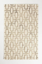 Hand-Tufted Wool Marengo Rug in Taupe – Geometric Patterned Carpet by EnigmaRugsandCarpets