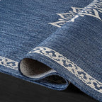 CAMILSON Outdoor Rug 6x9 Medallion Blue Modern Area Rugs - Image 3