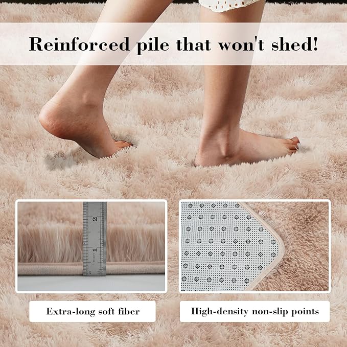 Fluffy Rug Shaggy Area Rug, Mottling Beige 6x9 Area Rugs - Image 6