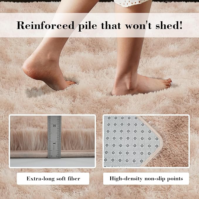 Fluffy Rug Shaggy Area Rug, Mottling Beige 8x10 Area Rugs - Image 6