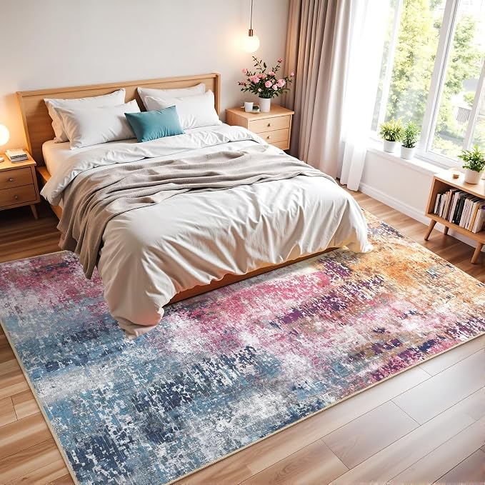 Washable Abstract Rug, 8x10 Modern Area Rugs - Image 6