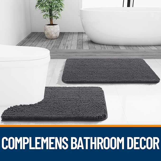 OLANLY Bathroom Rugs 47x17, Extra Soft Absorbent Chenille Bath Rugs, Rubber - Image 7