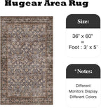 HUGEAR 3x5 Machine Washable Rugs Tradition Brown Hallway Area Rug Indoor Accent - Image 2