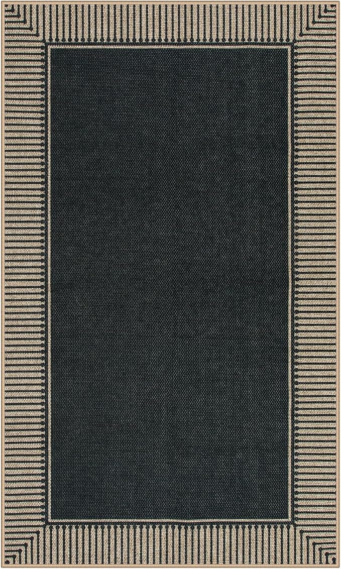 Moynesa Striped Border Easy Jute Outdoor Patio Rug 3x5, Washable Entryway Rug - Image 8
