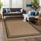 Beverly Rug Easy Jute Bordered Rug 5x7 Washable Durable Indoor Outdoor Area Rugs by BeverlyRug