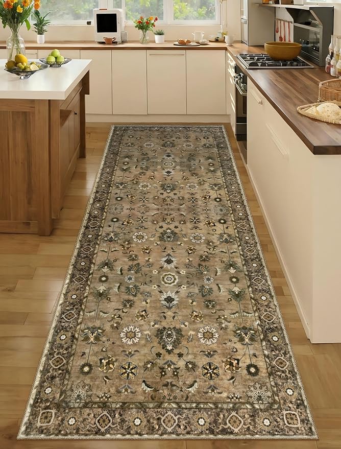 2.6x8 Hallway Runner Rug, Floral Washable Non-Slip Vintage Boho Runner Rug - Image 6