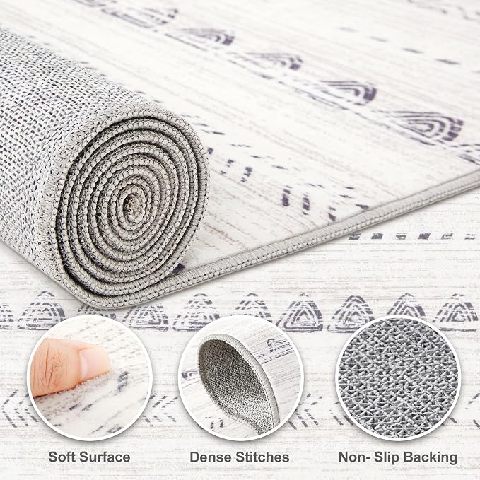 Nakagishi Round Rug Boho Area Rugs: 6x6 Washable Large Circle Neutral Soft - Image 3