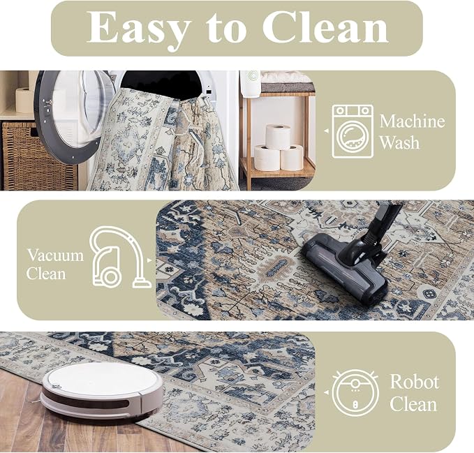 Washable 6x9 Area Rug for Living Room, Carpet for Bedroom Dining Room, Non - Image 6