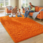 Ophanie Orange Rugs for Living Room Bedroom, 6x9 Fluffy Fuzzy Furry Carpet - Image 3