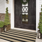 Striped Outdoor Rug 3'x5', Cotton Hand Woven Rug Front Door Mat, Washable by Sungea