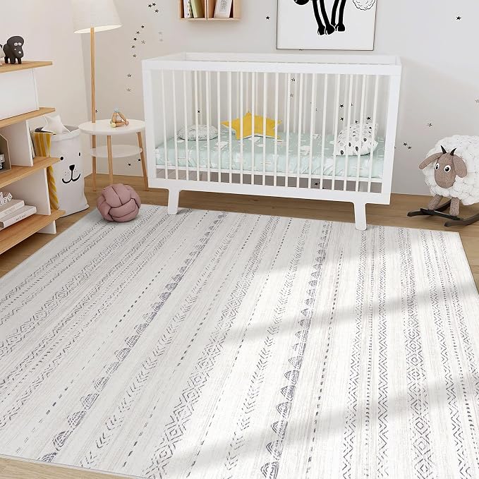 Nakagishi 10x13 Area Rugs Living Room: Washable Boho Large Neutral Soft - Image 7