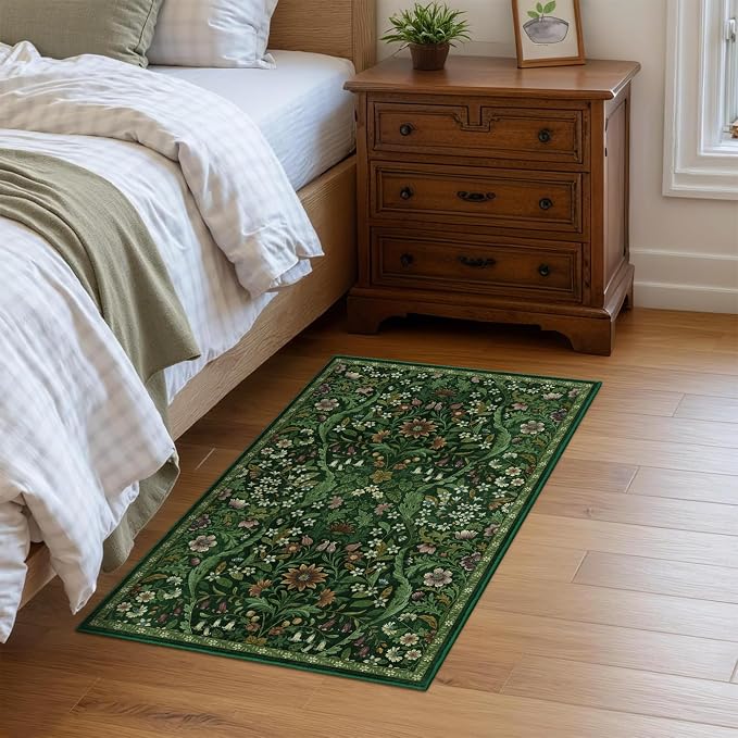 Floral 2x3 Entryway Rug, Washable Front Door Mat Indoor Non Slip Low Pile Small - Image 3