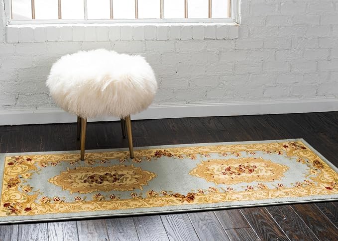 Rugs.com Chateau Collection Rug – 2' x 5' 3 Runner Light Blue Medium Rug Perfect - Image 4