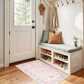 Area Rugs 2'x4' Washable Non-Slip, Floral Vintage Distress Print Pattern by RELEANY