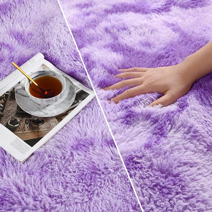 Large Shag Area Rugs 6 x 9, Tie-Dyed Plush Fuzzy Rugs - Image 4