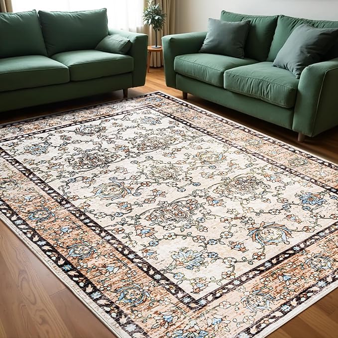 Area Rug for Living Room, 9x12 Machine Washable Non Slip Large Faux Wool Throw - Image 2