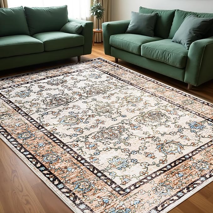 Area Rug for Living Room, 8x10 Machine Washable Non Slip Large Faux Wool Throw - Image 2