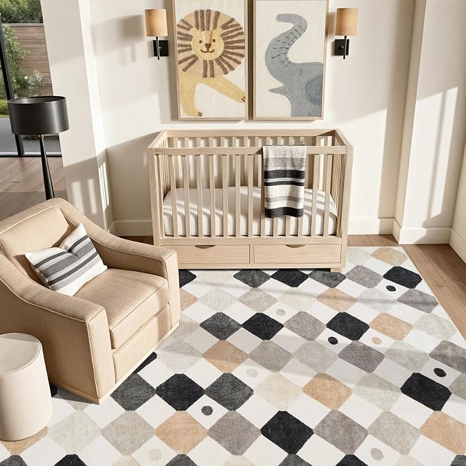 jinchan Macy Area Rug 6x9 Kids Washable Indoor Non-Slip Black and White Modern - Image 9