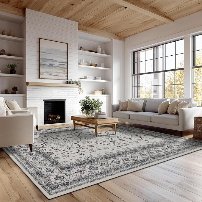 Washable Rugs 5x7 Area Rugs for Living Room, Thin carpet for Bedroom, Soft Faux by KENODITANAreaRug