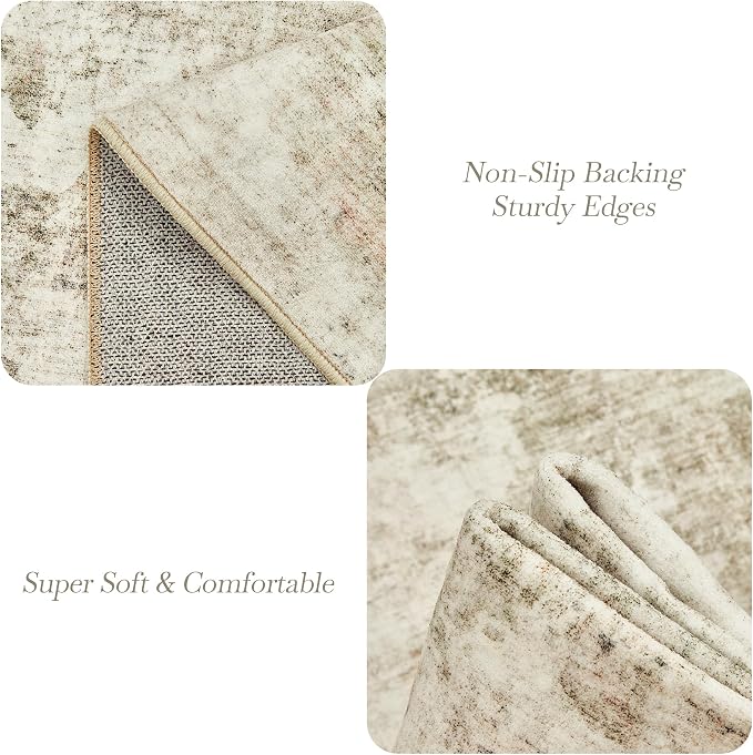 10x14 Area Rugs for Living Room, Non Slip Machine Washable Vintage Carpets - Image 6