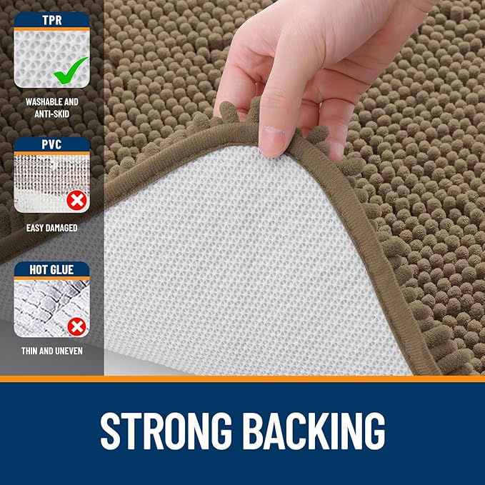 OLANLY Bathroom Rugs 36x24, Extra Soft Absorbent Chenille Bath Rugs, Rubber - Image 6