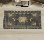 Ambesonne Sun and Moon Decorative Rug, Bohemian Art Design of Crescent Solar by Ambesonne