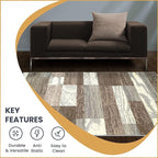 Superior Indoor Runner Rug, Jute Backed, Modern Geometric Patchwork Floor Decor - Image 6