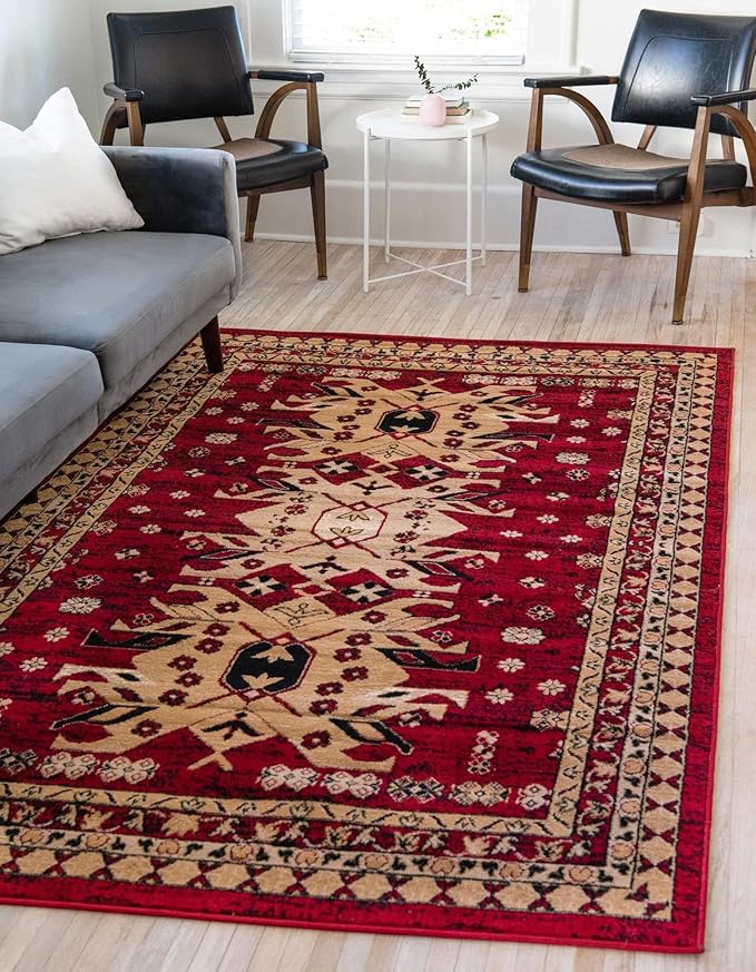 Unique Loom Taftan Collection Border Geometric Tribal Inspired Design Area Rug by UniqueLoom