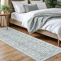 Vintage Floral 2x7 Runner Rug, Sage Green White Washable Kitchen Runner Rug by lansny