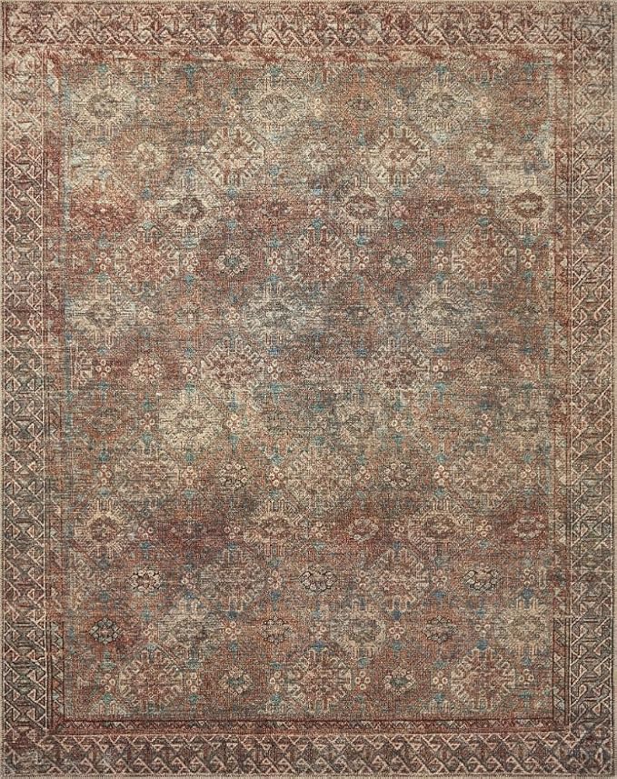 Loloi Amber Lewis Billie Collection, Aqua & Rust 2'-0" x 5'-0" Area Rug – - Image 4