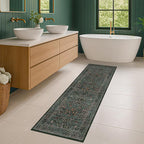 Dark Green 2x7 Long Washable Runner Rug Non Slip, Throw Rugs Runners by HazoHaus