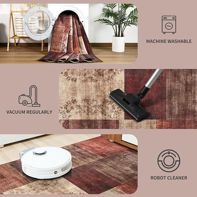 DweIke Washable Area Rugs for Living Room, 4x6 Soft Bedroom Rugs, Geometric - Image 6