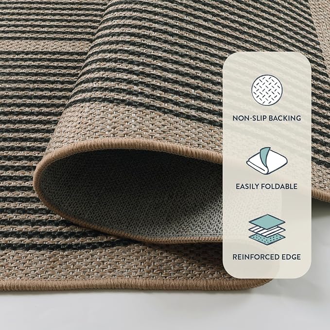 Lahome Modern Rainbow Easy Jute Office Rug, Outdoor Patio Rug 4x6 - Image 4