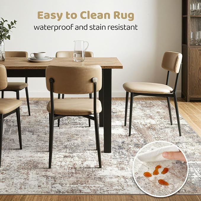 7x10 Area Rug Living Room: Washable Large Abstract Modern Soft Rugs Stain - Image 6
