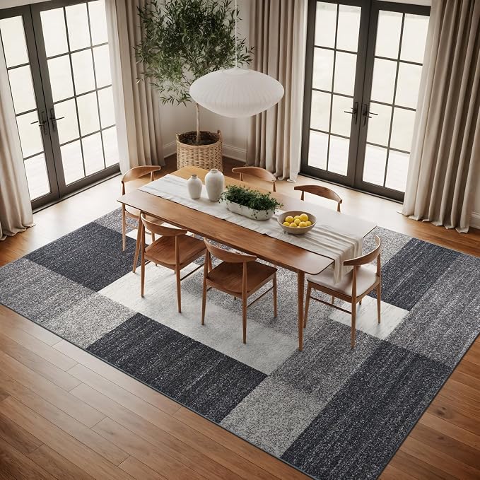 Rugshop Gray Modern Geometric Boxes Non-Slip Area Rug Non-Shedding - Image 8