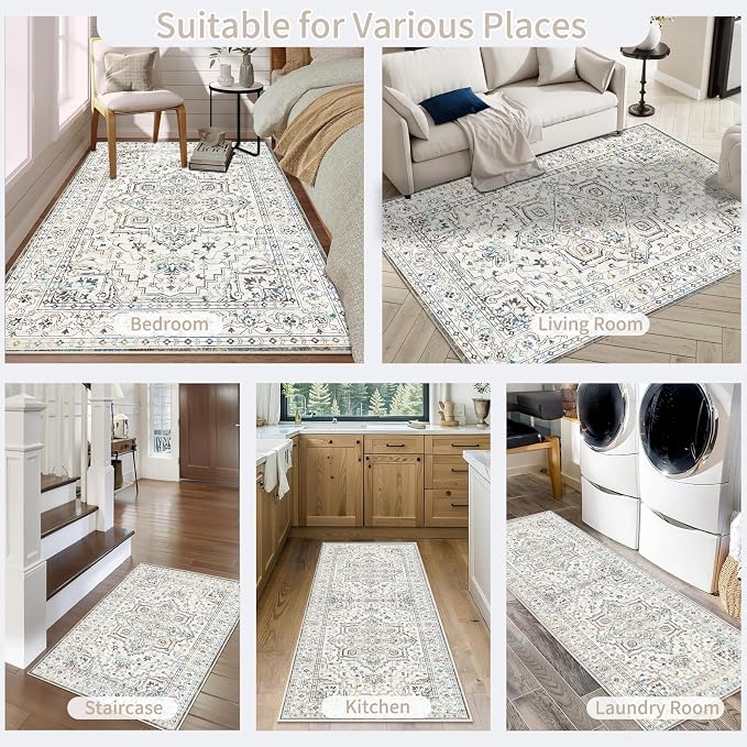Enkor Area Soft Rugs 6x9 Washable Non Slip Boho Floor Rugs - Image 7