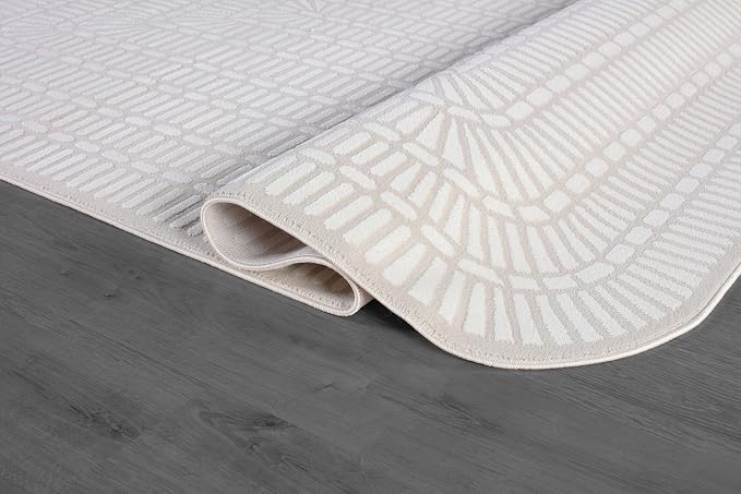 Beverly Rug Modern Geometric Area Rug 6x9 Low-High Pile Durable Soft Abstract - Image 7