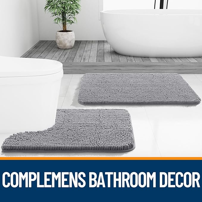 OLANLY Bathroom Rugs 40x24, Extra Soft Absorbent Chenille Bath Rugs, Rubber - Image 7