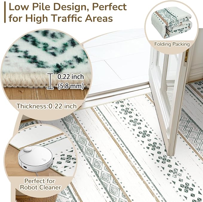BESTSWEETIE 4x6 Area Rugs for Living Room Washable Moroccan Farmhouse Neutral - Image 3