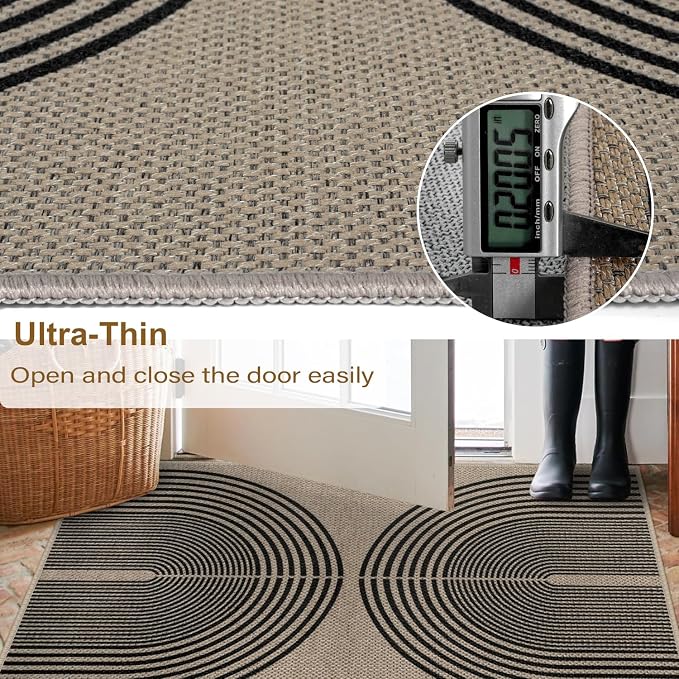 Easy Jute Rainbow Area Rug, 3x5 Indoor Outdoor Entryway Rug Washable Non-Slip - Image 4