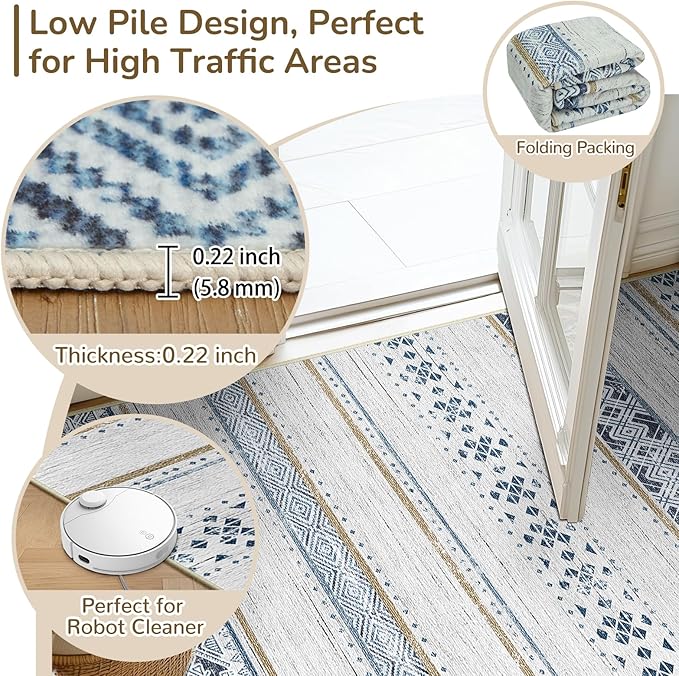 BESTSWEETIE 2x3 Area Rugs for Living Room Washable Moroccan Farmhouse Neutral - Image 3
