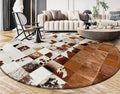 Handmade Pure Cowhide Round Leather Rug by SNALFEHOME