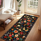 Floral 2x8 Area Rug Machine Washable Soft Print Boho Carpet Non Slip Doormat by RELEANY