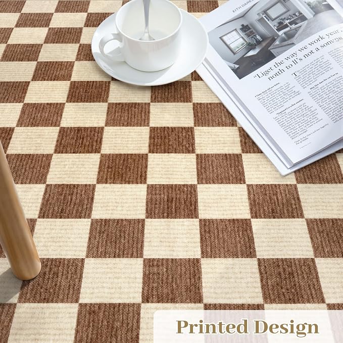 LIVEBOX 8x10 Area Rugs for Living Room, Checkered Non-Slip Washable Rugs - Image 6