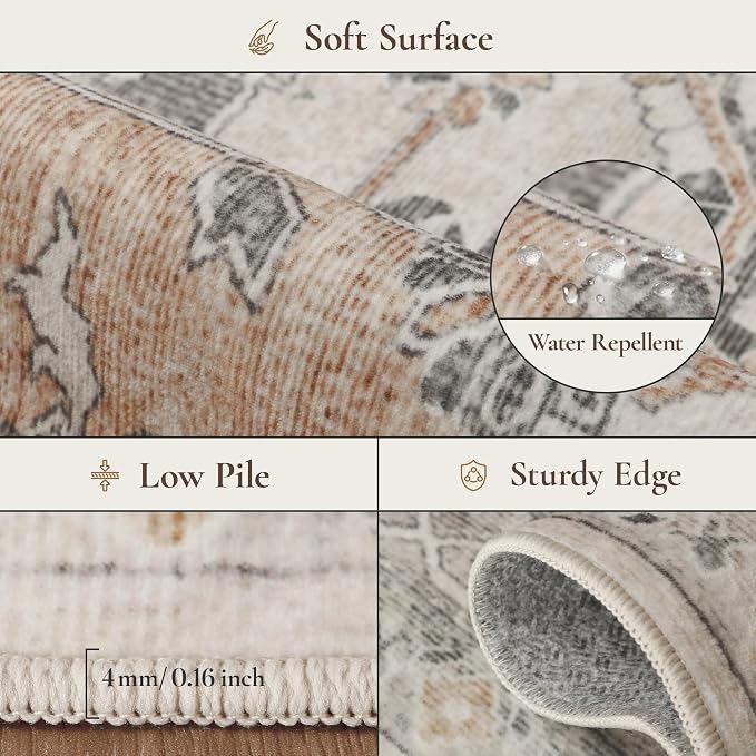 GENIMO 6x9 Area Rugs for Living Room, Machine Washable Non Slip Vintage Rugs - Image 7