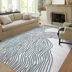 YIHOUSE Grey Rug for Living Room, 8×10 Modern Abstract Area Rug, Geometric - Image 7