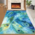 Peacock Feather Rug 5x6-5x6 Rug, Teal Turquoise Area Rugs - Image 3
